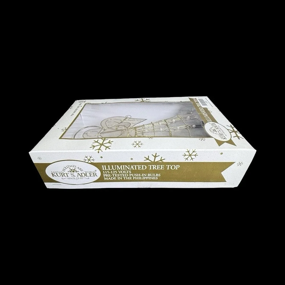 Kurt S. Adler Lighted Capiz‎ Angel Tree Topper Christmas Tree New
